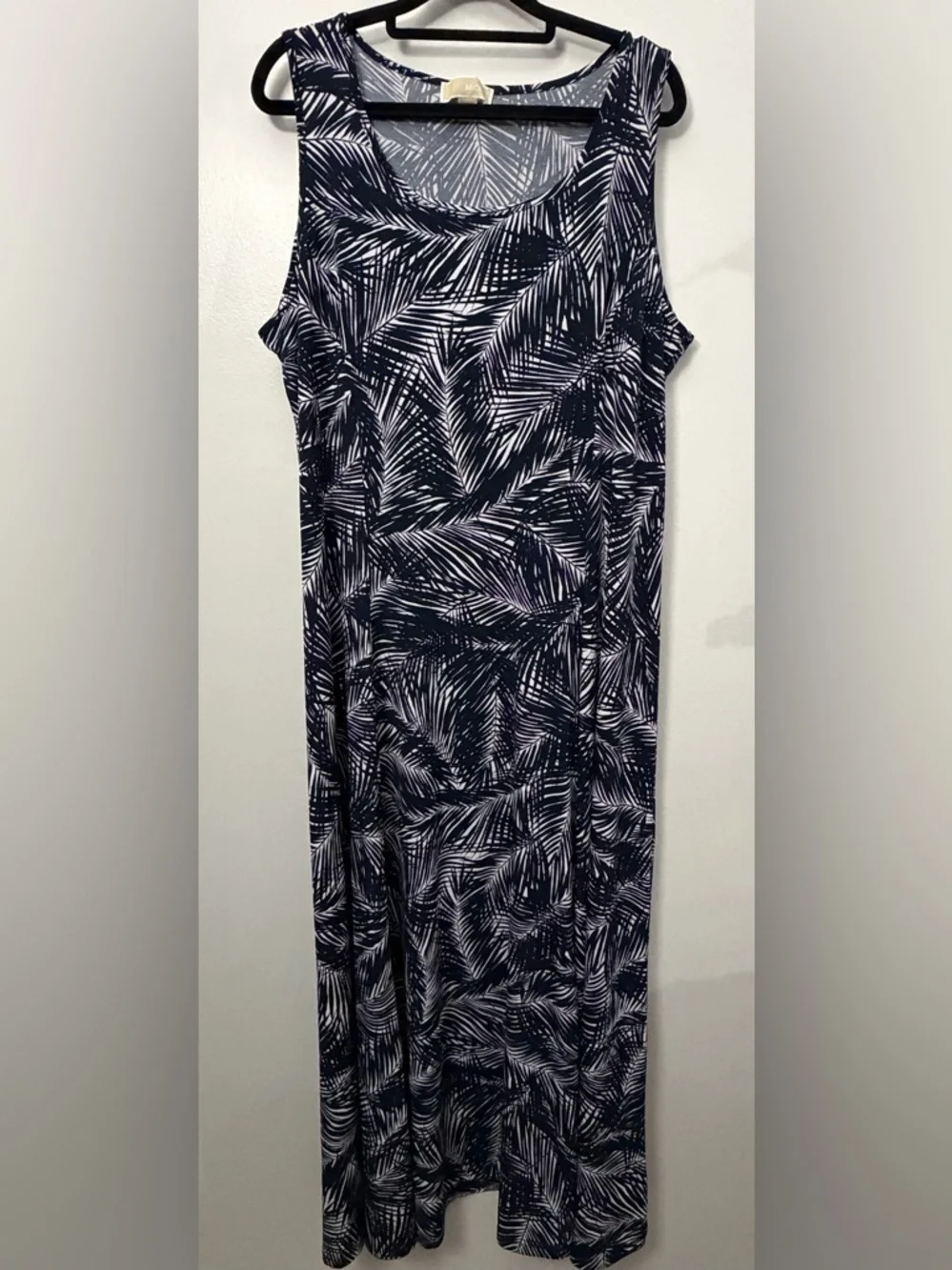 Michael Kors Navy and White Palm-Print Dress